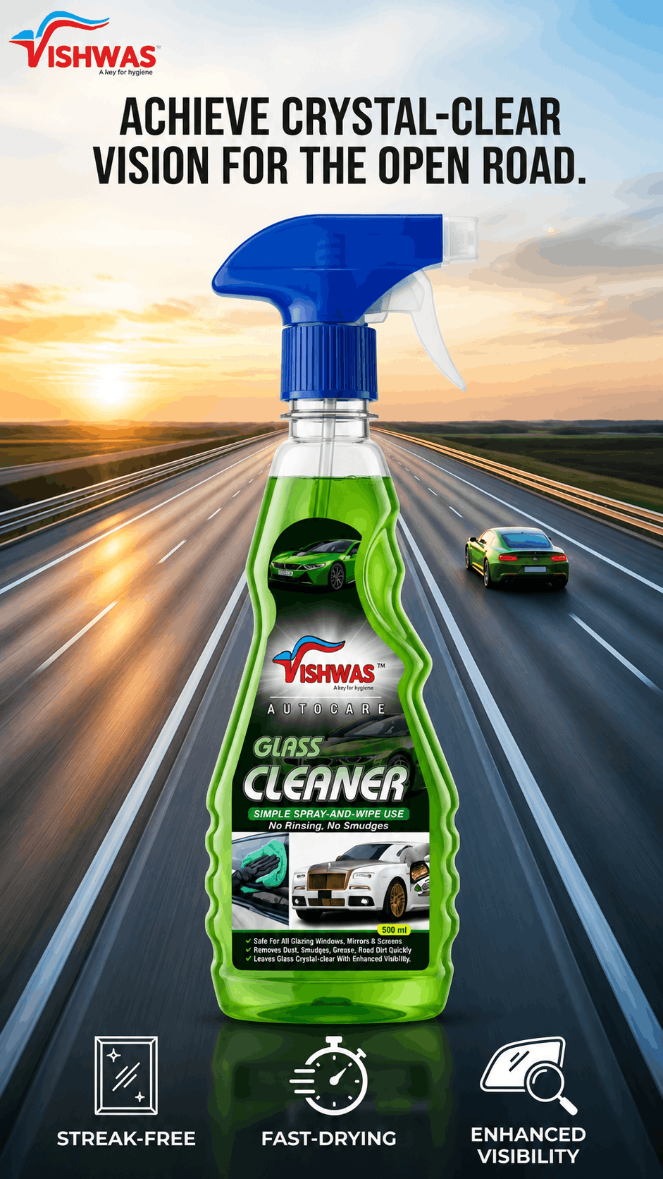 Autocare Glass Cleaner Rose fragrance 500ml